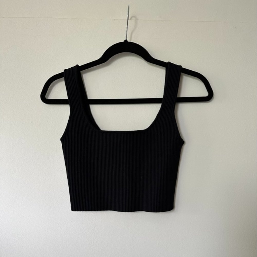 Glassons Black Ribbed Tank Crop